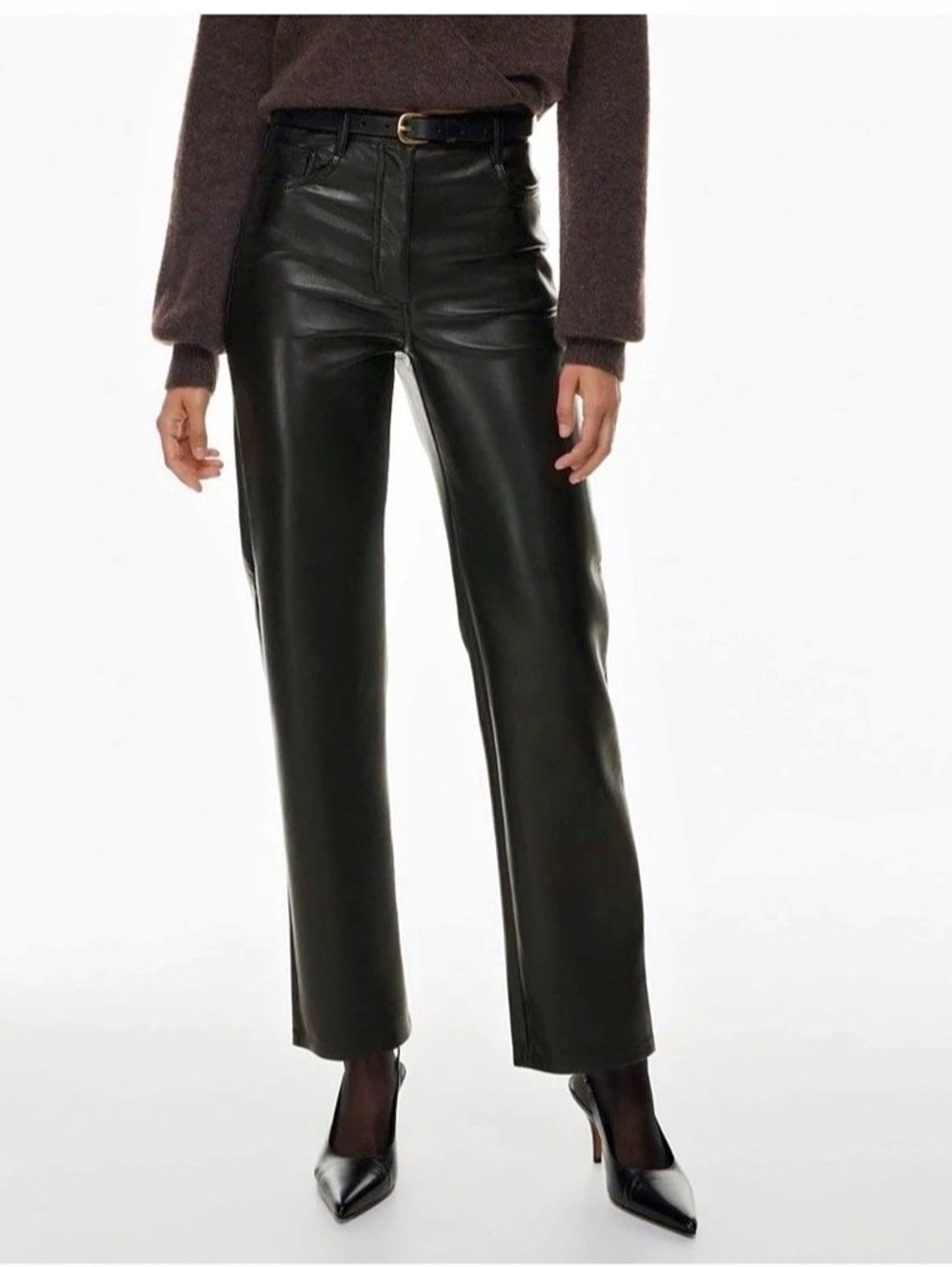 Wilfred Axis Pant - UnReal Leather Faux Leather Flare Pants Black Size 2
